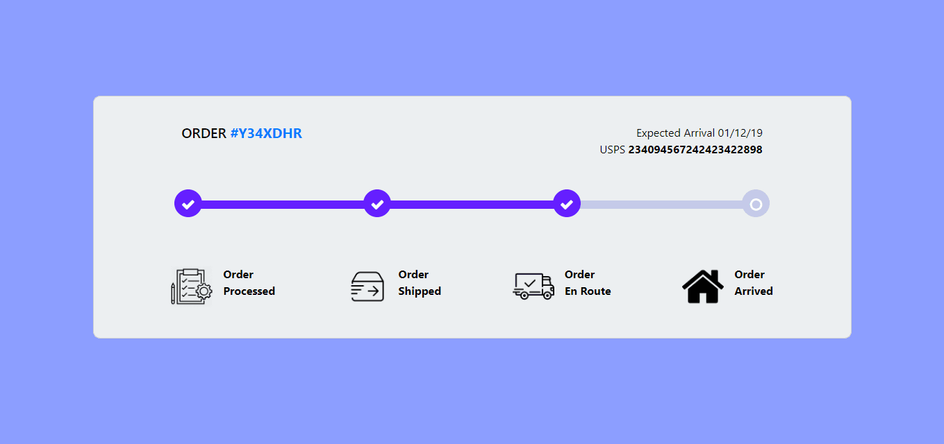 Order tracking progressbar with icons
