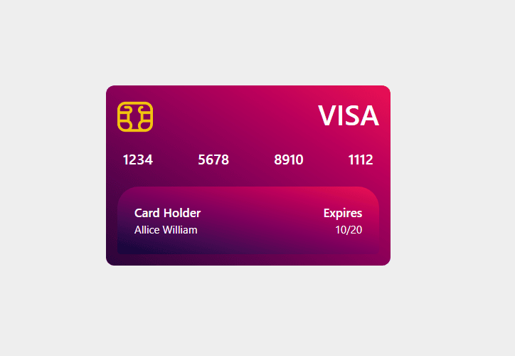 credit card template with gradient colors