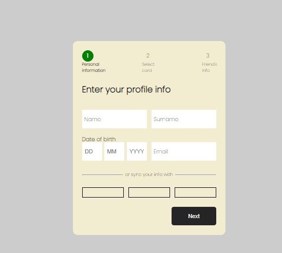 multi step form with social and date input masking