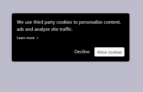 dark allow cookie consent card