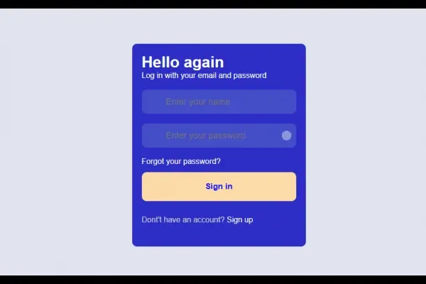 login form with blue theme