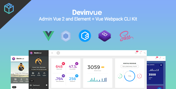 Devinvue - Admin Vue 2 and Element + Vue Webpack CLI Kit