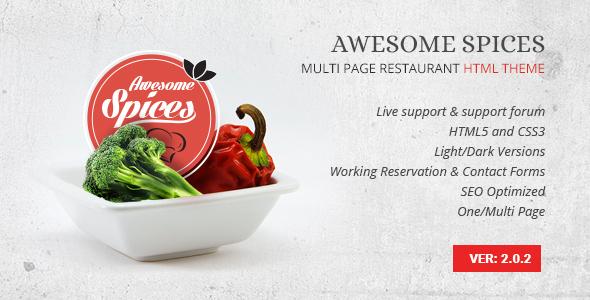 Awesome Spice - Restaurant / Cafe HTML Template