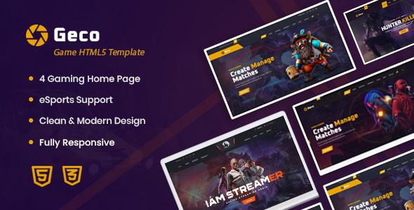 Geco - eSports Gaming HTML5 Template