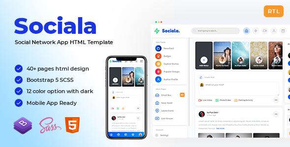 Sociala - Social Network App HTML Template