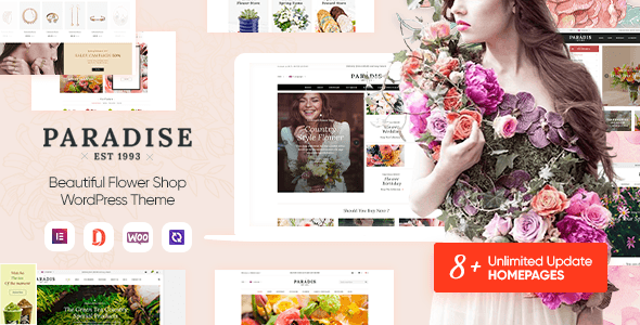 Paradise - Flower Shop Elementor WooCommerce WordPress Theme (8+ Homepages Ready)