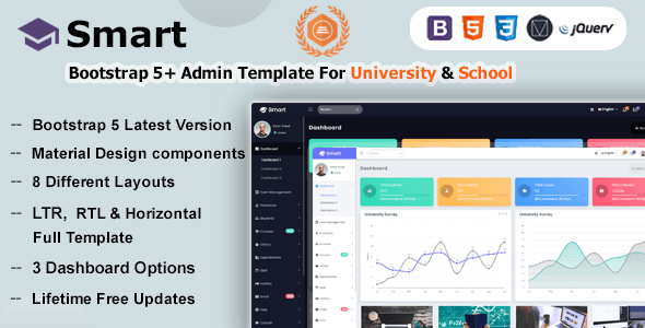 Smart - Bootstrap 5 Material Design Admin Dashboard Template for University, School & Colleges