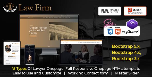 Responsive Website Template Law Firm - One Page