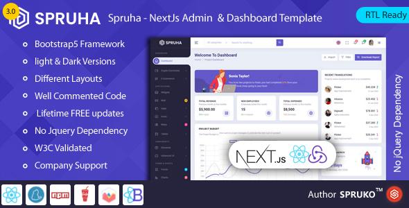 Spruha – Nextjs Admin & Dashboard Template