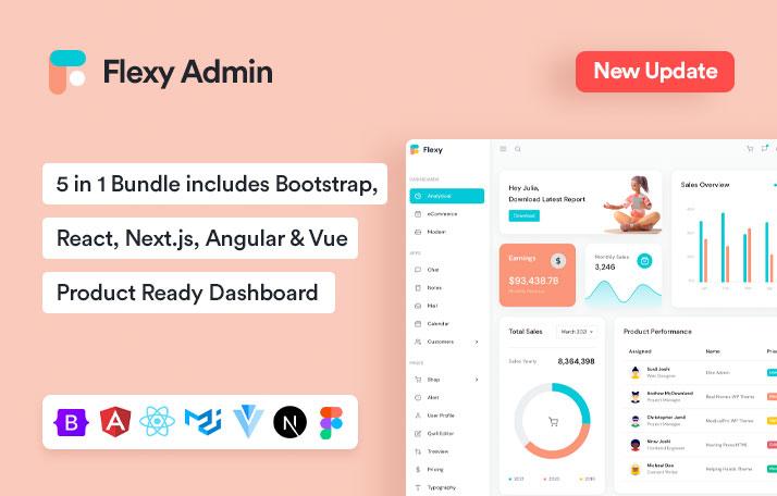 Flexy – Bootstrap 5, React, Next js, Vuetify & Angular Dashboard