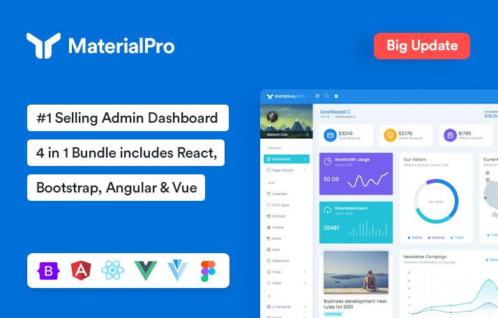 MaterialPro – Bootstrap 5, VueJs, React & Angular Admin Dashboard